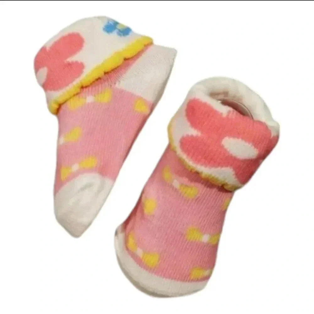 Baby Girl Gift Set Happy Cow Bib, Mittens, and Sock Gift Set with Organza Bag